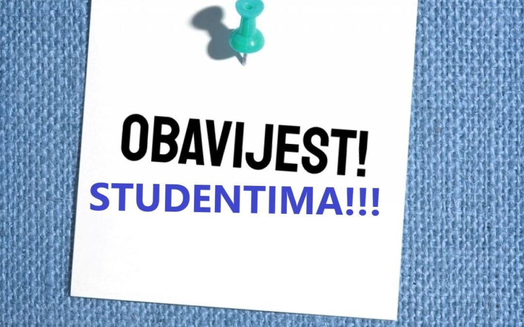 OBAVIJEST STUDENTIMA O FINANCIRANJU PRIJEVOZA