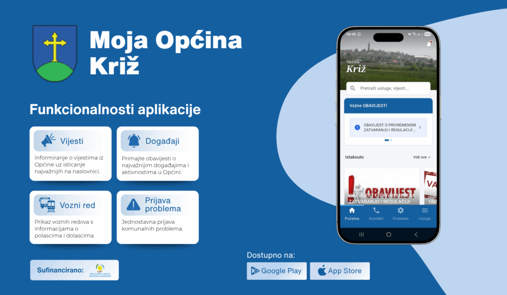 Moja Općina Križ - funkcionalnosti aplikacije