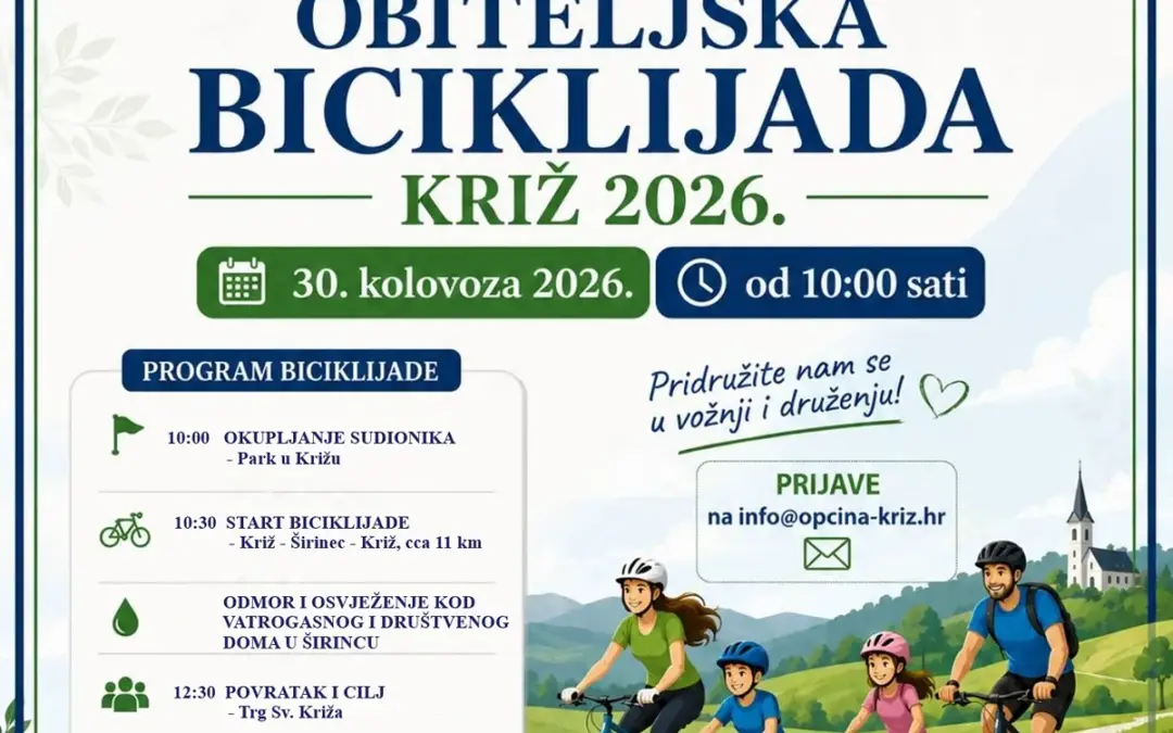 PRIJAVI SE I BICIKLIRAJ I OVE GODINE NA OBITELJSKOJ BICIKLIJADI U KRIŽU